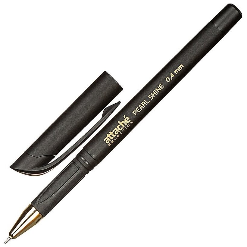 Ручка шариковая Attache Selection Pearl Shine, синий стержень, черный корпус (Сhromе-X Gold)
