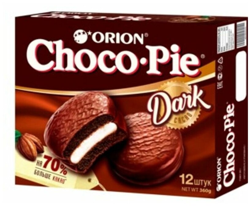 Пирожное Orion Choco Pie Dark в глазури, 12x30г