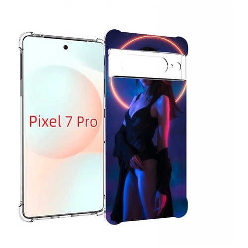 Чехол MyPads девушка с неоновым кругом женский для Google Pixel 7 Pro задняя-панель-накладка-бампер