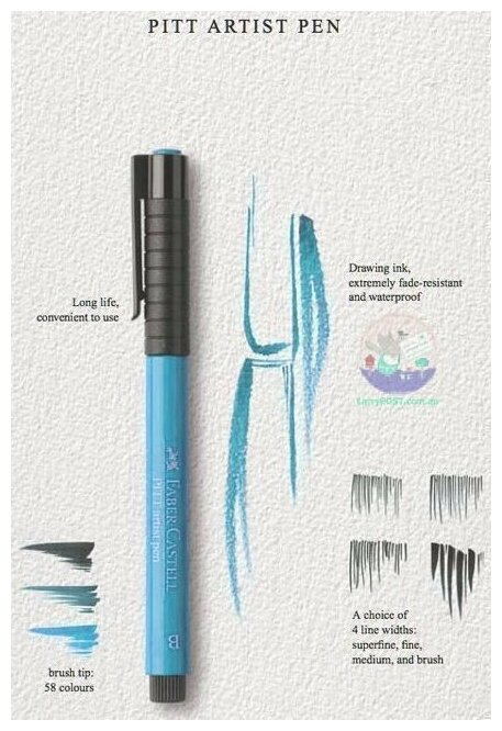 Набор Faber-Castell PITT Artist Pen оттенки синего 6 шт. - фото №3