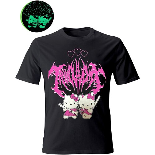Футболка Hello Kitty парочка, цвет черный, размер 36