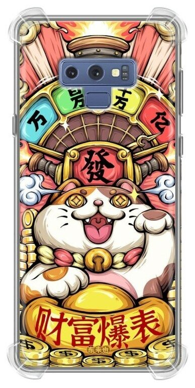Дизайнерский силиконовый с усиленными углами чехол для Самсунг Нот 9 / Samsung Galaxy Note 9 Азиатский Кот удачи