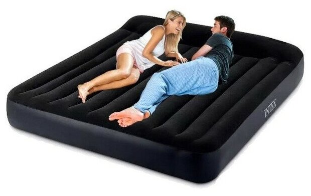 Надувной матрас INTEX Pillow Rest Classic Airbed 183х203х25 см. черный 64144 - фотография № 2