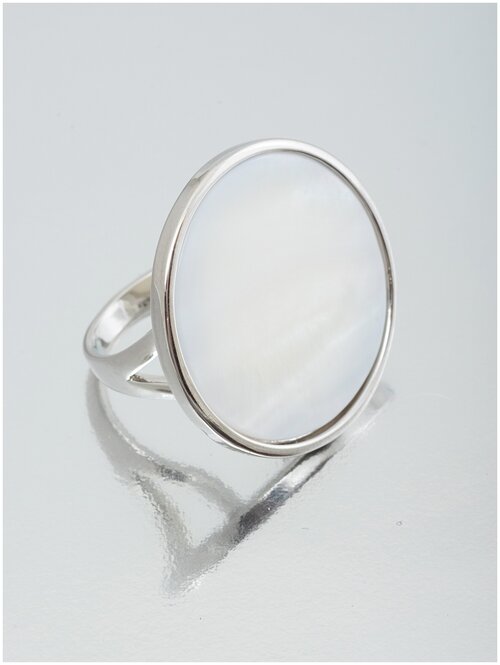 Кольцо ЖемАрт, перламутр, размер 17.5, серебряный, белый
