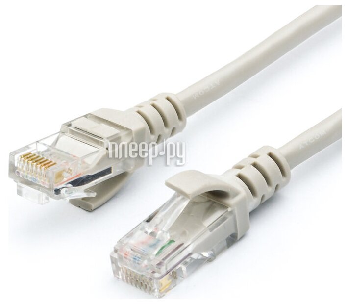 Патч-корд Atcom UTP 3 m литой RJ45 Cat.5e серый