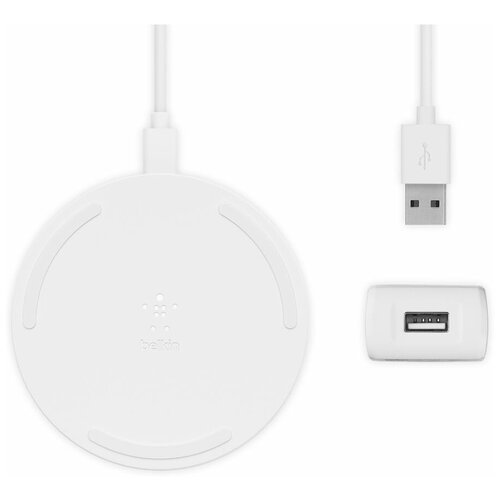 Беспроводная зарядная панель Belkin WIA001vfBK 15Вт + адаптер White