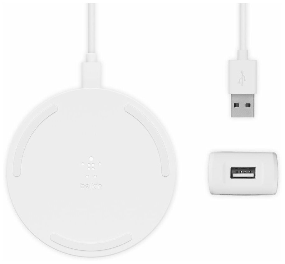 Беспроводная зарядная панель Belkin WIA001vfBK 15Вт + адаптер White