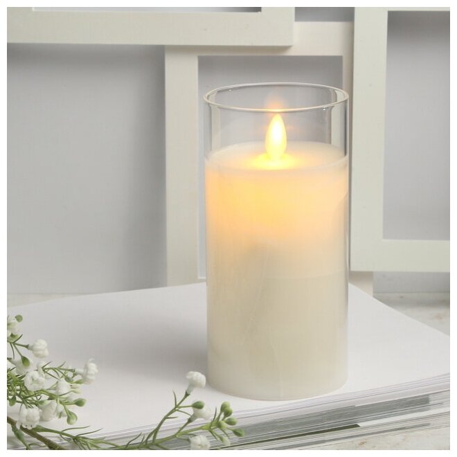 Peha Светодиодная свеча с имитацией пламени Magic Flame в стакане 15 см белая MB-10725