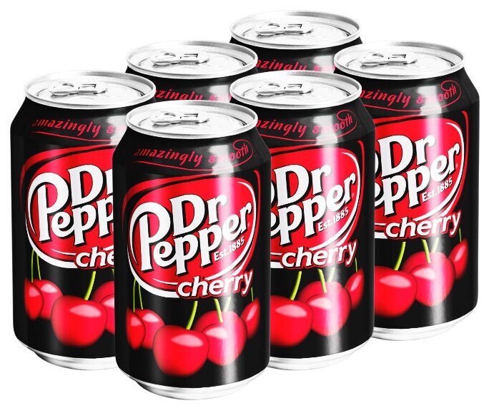 Газированный напиток Dr Pepper Cherry со вкусом вишни (Польша), 330 мл (6 шт) - фотография № 1