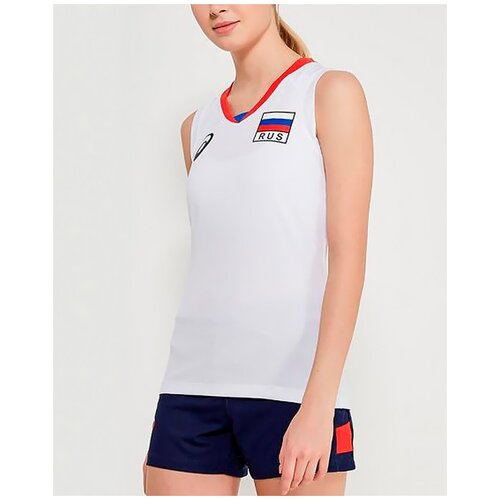 Майка спортивная ASICS, размер S, белый mайка женская волейбольная asics russia sleeveless tee синяя р l