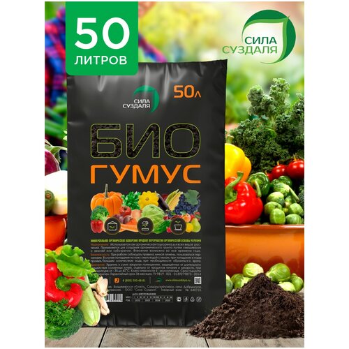 Сила Суздаля | Биогумус | Удобрение натуральное и органическое | Подкормка для растений и цветов | 50 л