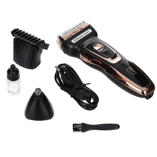 Электрическая машинка бритва триммер 3в1 Rechargeable Shaver And Trimmer Set 595 3ВтЧерная с золотом 124000₽