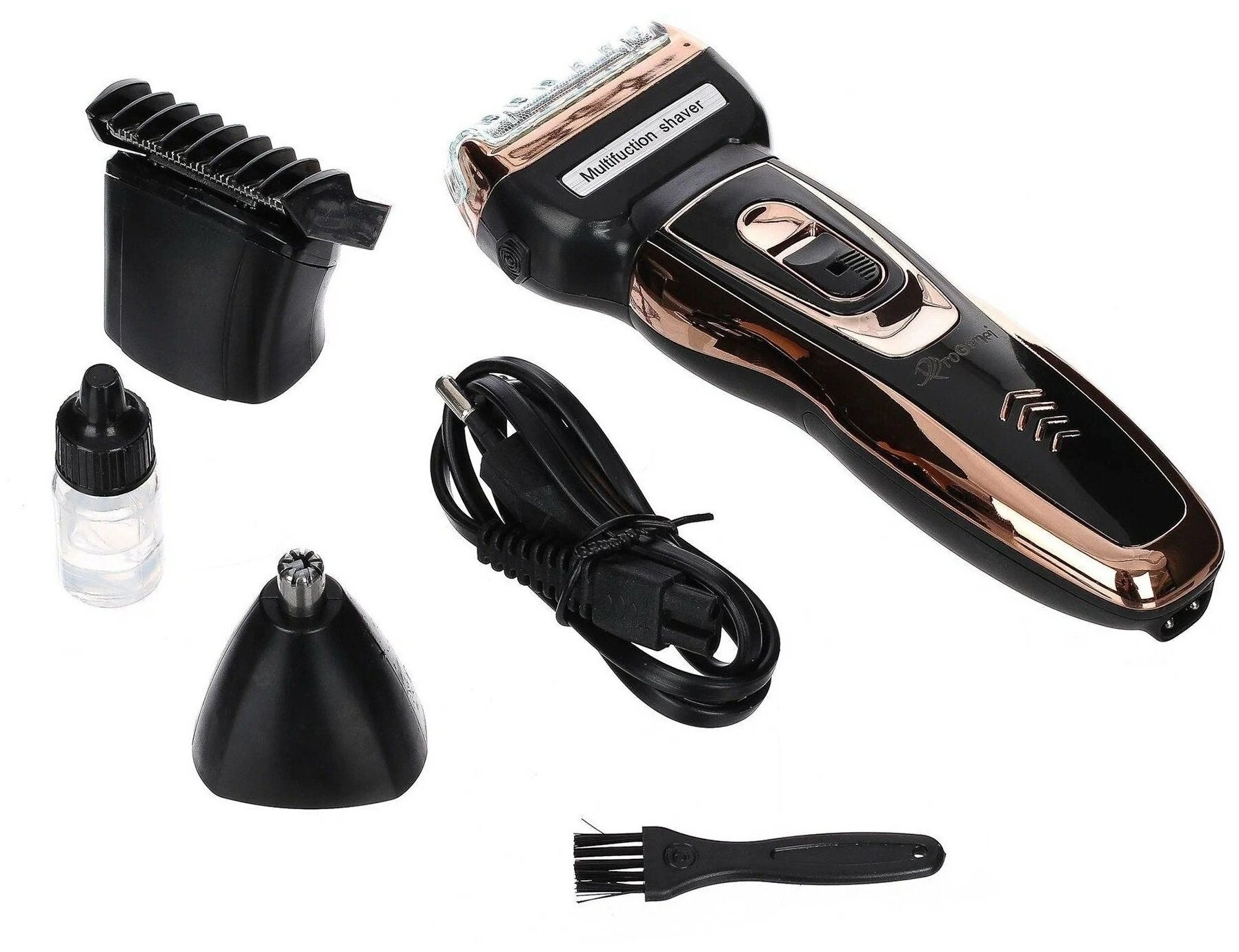 Электрическая машинка,бритва,триммер 3в1 Rechargeable Shaver And Trimmer Set 595 /3Вт/Черная с золотом - фотография № 1