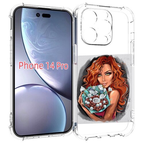 Чехол MyPads девушка-с-кокосовым-букетом женский для iPhone 14 Pro задняя-панель-накладка-бампер