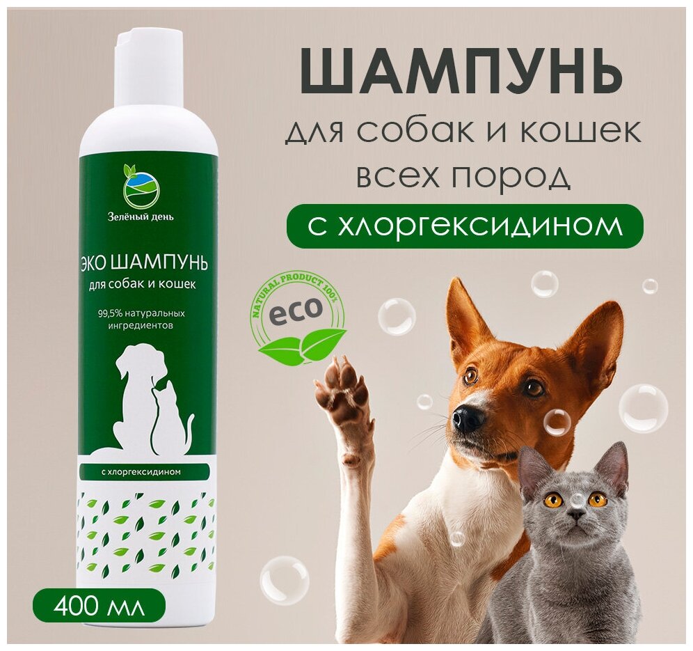Шампунь для собак и кошек с хлоргексидином (4%), 400 мл - фотография № 2