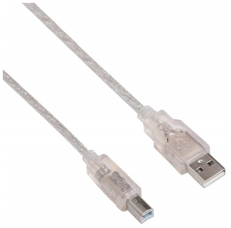 Кабель USB2.0 BURO , USB A (m) - USB B (m), 3м, прозрачный - фото №2