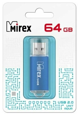 Накопитель USB 2.0 64GB Mirex UNIT 13600-FMUAQU64 голубой (ecopack)