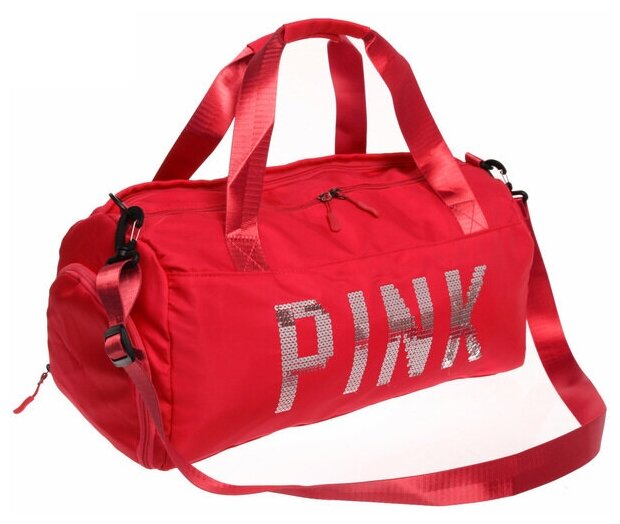 Сумка спортивная «Sport Pink»,водонепроницаемый отдел + 2 кармана+отдел под обувь, цвет красный, 42*24*18 см - фотография № 3