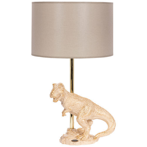 Настольная лампа Bogacho Динозавр Тирекс кремовая с коричневым абажуром ручная работа