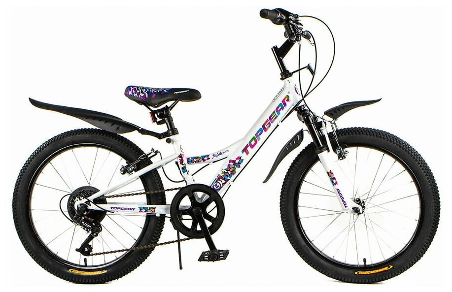 Велосипед подростковый горный с колесами 20" TOPGEAR Mystic, цвет белый калейдоскоп