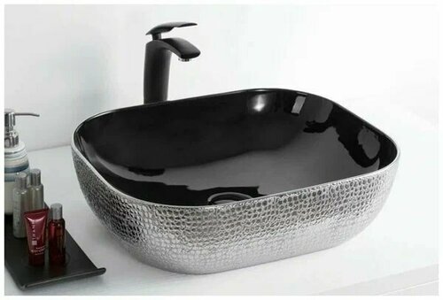 Раковина накладная Zandini Z-305 на столешницу для ванной комнаты без перелива прямоугольная керамическая