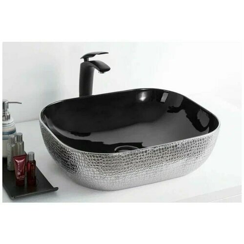 Раковина накладная Zandini Z-307 на столешницу для ванной комнаты без перелива прямоугольная керамическая