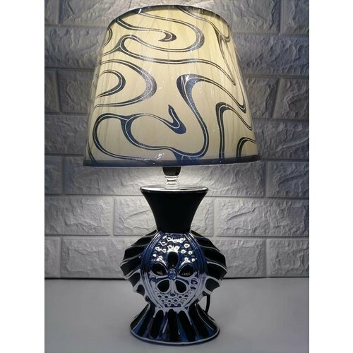 Настольная лампа с абажуром - декоративный ночник Black Flower