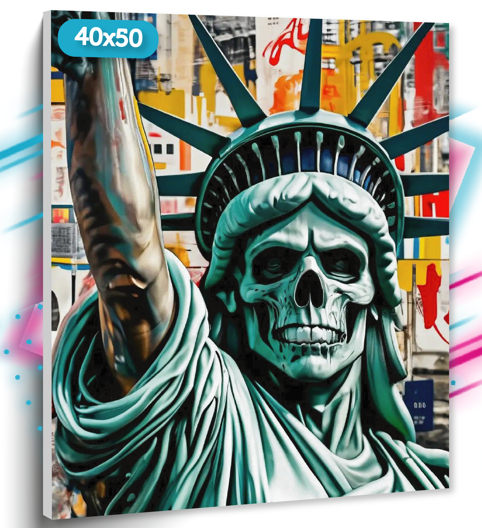 Алмазная мозаика на подрамнике "Статуя свободы" , 40х50 см, Вышивка круглыми стразами, Полная выкладка "ТТ"