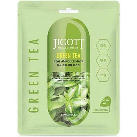 Jigott Маска ампульная с зеленым чаем - Green tea real ampoule mask, 27мл