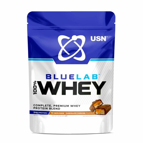 USN Сывороточный протеин Blue Lab 100% Premium Whey Chocolate Caramel 476 г, Шоколад-Карамель