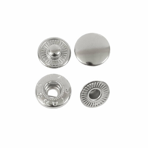 Кнопки 15 мм пружинные (альфа). Никель. 50 шт.