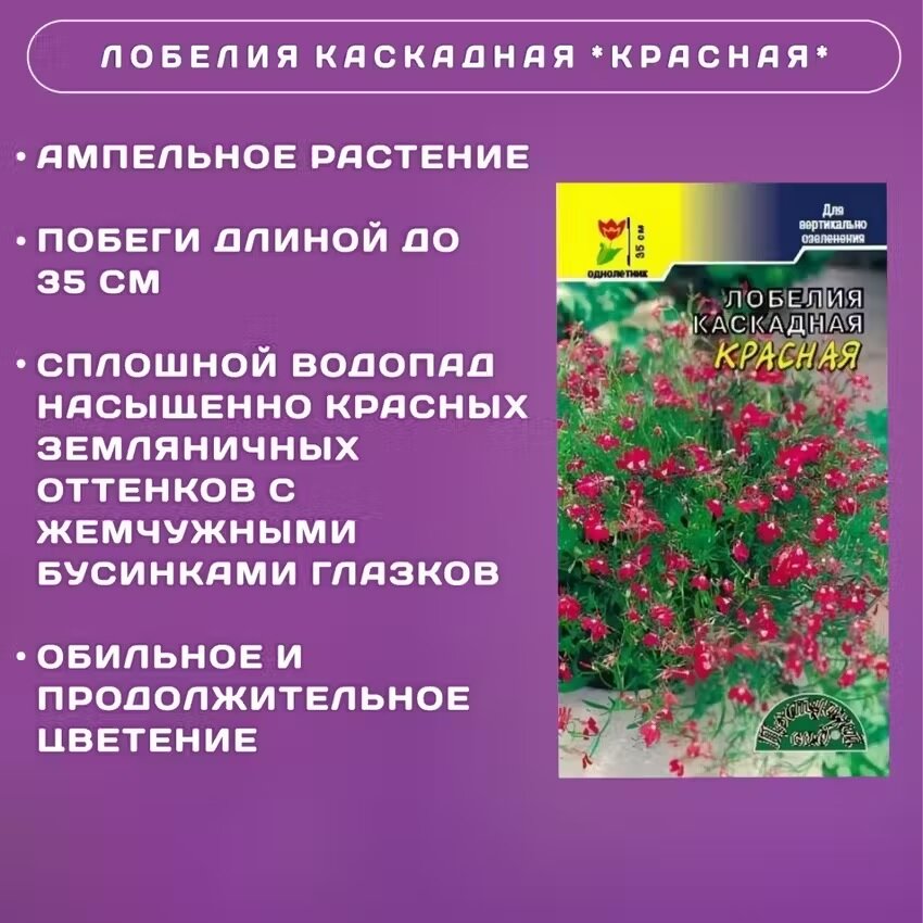 Семена Набор семян Лобелии 3 шт по 0,1 г семян