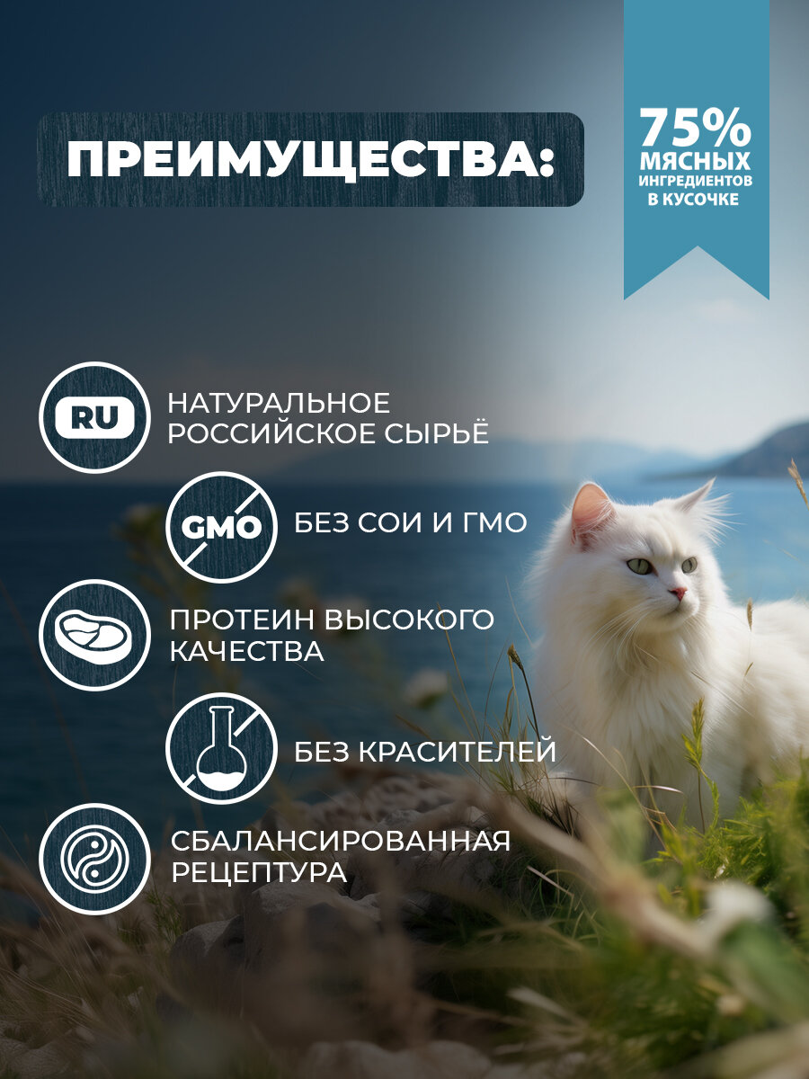 РОДНЫЕ КОРМА полнорационный консервированный корм для кошек с ягненком кусочки в соусе по-крымски 410 г х 6 шт — фото 1