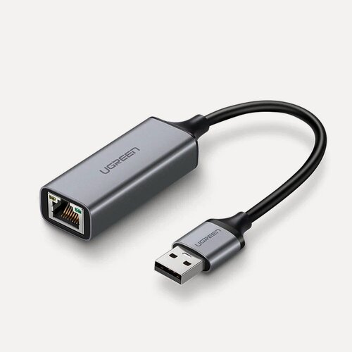 Изображение товара Адаптер UGREEN CM209 (50922) USB to RJ45 Ethernet Adapter Aluminum Case. Цвет: серый космос