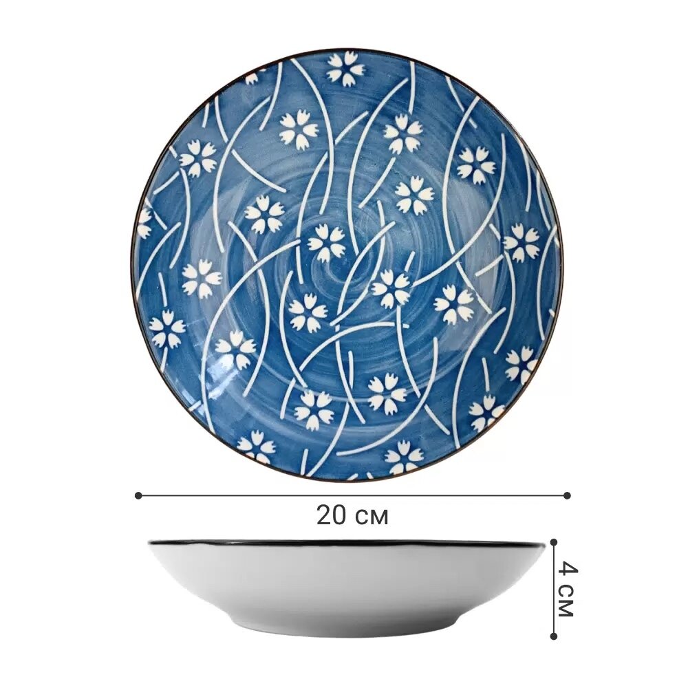 Тарелка Homium, Japanese Collection, Очарование, цвет белый/синий, D20см (platejc09wblue) .