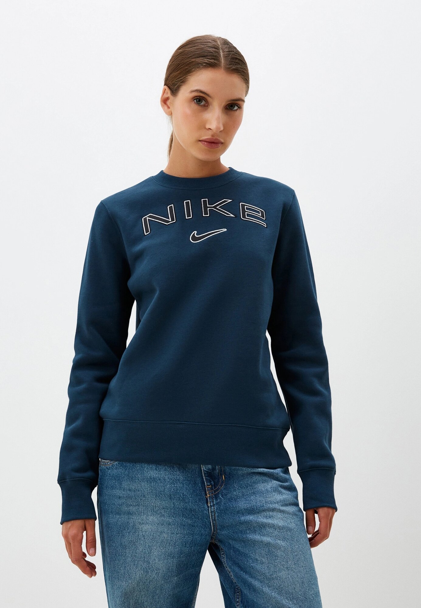 Свитшот NIKE W NSW PHNX FLC STD LOGO CREW, размер 40-42, , синий