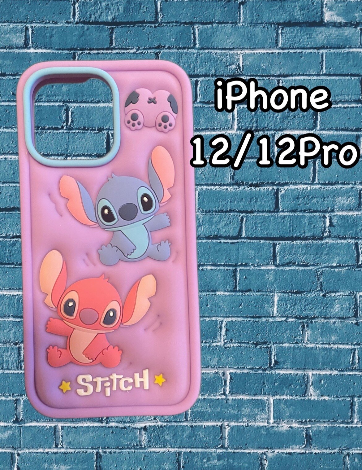 Чехол на Айфон 12 и 12 Про Фиолетовый Силиконовый со стичами Stitch