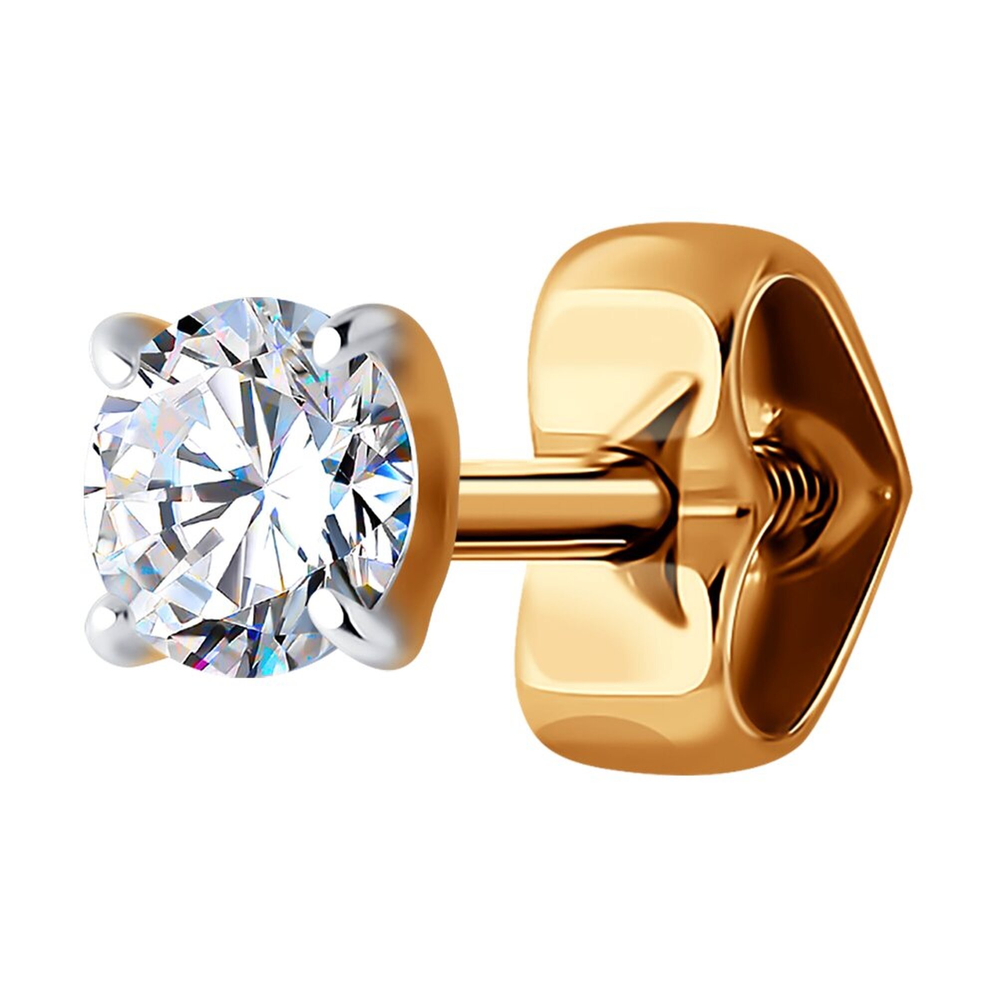 Моносерьга Diamant online, красное золото, 585 проба, фианит