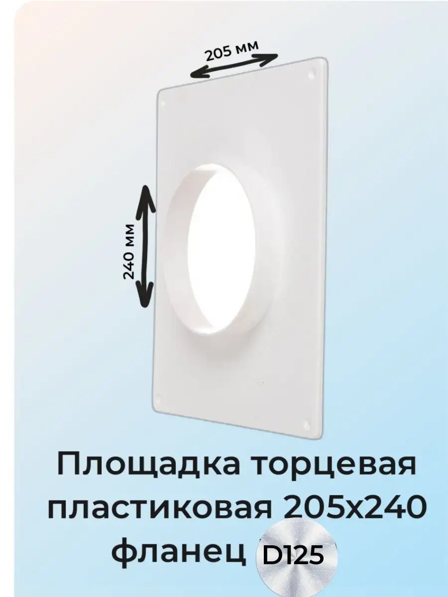 Площадка торцевая пластиковая 205х240мм d125, Виенто, белая.