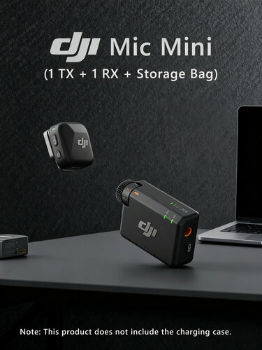 Изображение товара DJI Mic Mini (1 TX + 1 RX + Storage Bag) Беспроводной петличный микрофон для камеры и смартфона 48 ч работы Шумоподавление 400 м передача