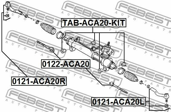 Сайлентблок рулевой рейки комплект TOYOTA RAV4 ACA2 2000.08-2005.11 FEBEST TAB-ACA20-KIT