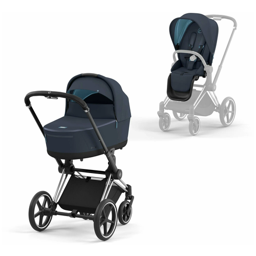 Универсальная коляска Cybex Priam IV 2 в 1, nautical blue/chrome/black, цвет шасси: Chrome-Black, синий/голубой, female  - купить