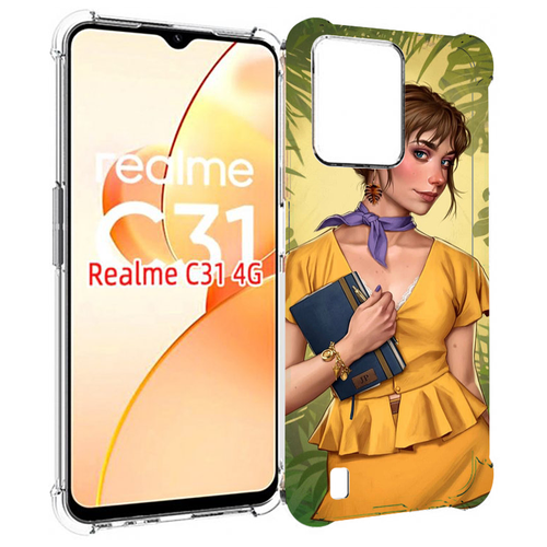 Чехол MyPads девушка-в-зелени женский для OPPO Realme C31 задняя-панель-накладка-бампер