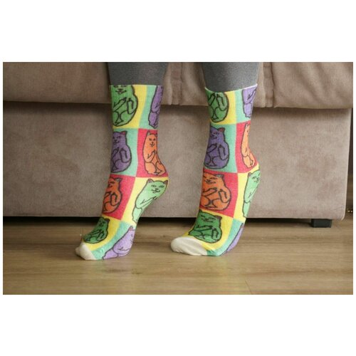 фото Носки шерстянки, размер 35/38, оранжевый, желтый, зеленый, фиолетовый