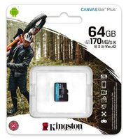 Карта памяти Kingston micro SDXC 64Gb Canvas Go Plus UHS-I U3 A2 (170/70 MB/s)