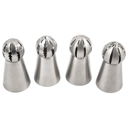 S-CHIEF Набор кондитерских насадок SHF-0117, 4 шт, серебристый