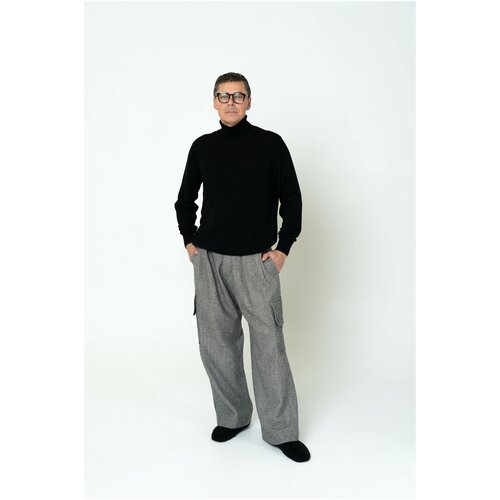 Брюки клеш 1377 зимние, повседневные, свободный силуэт, утепленные, размер XL, серый