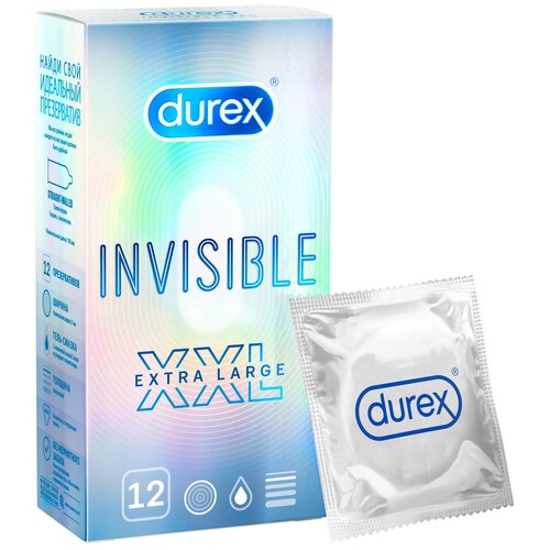 Презервативы из натурального латекса XXL Invisible Durex/Дюрекс 3шт