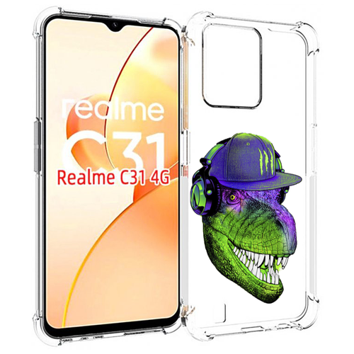 Чехол MyPads Динозавр в кепке для OPPO Realme C31 задняя-панель-накладка-бампер чехол mypads динозавр в кепке для realme x50 pro задняя панель накладка бампер