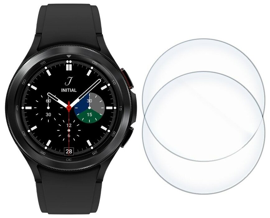 Стекло защитное гибридное Krutoff для смарт часов Samsung Galaxy Watch 4 Classic (46mm) 2 шт.